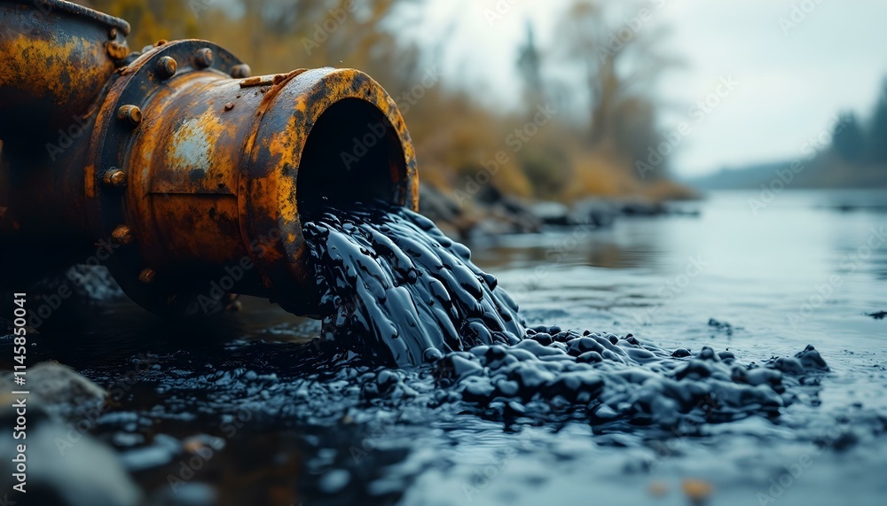 Water pollution caused by chemical fertilizers and industrial waste leaking into natural water sources"
