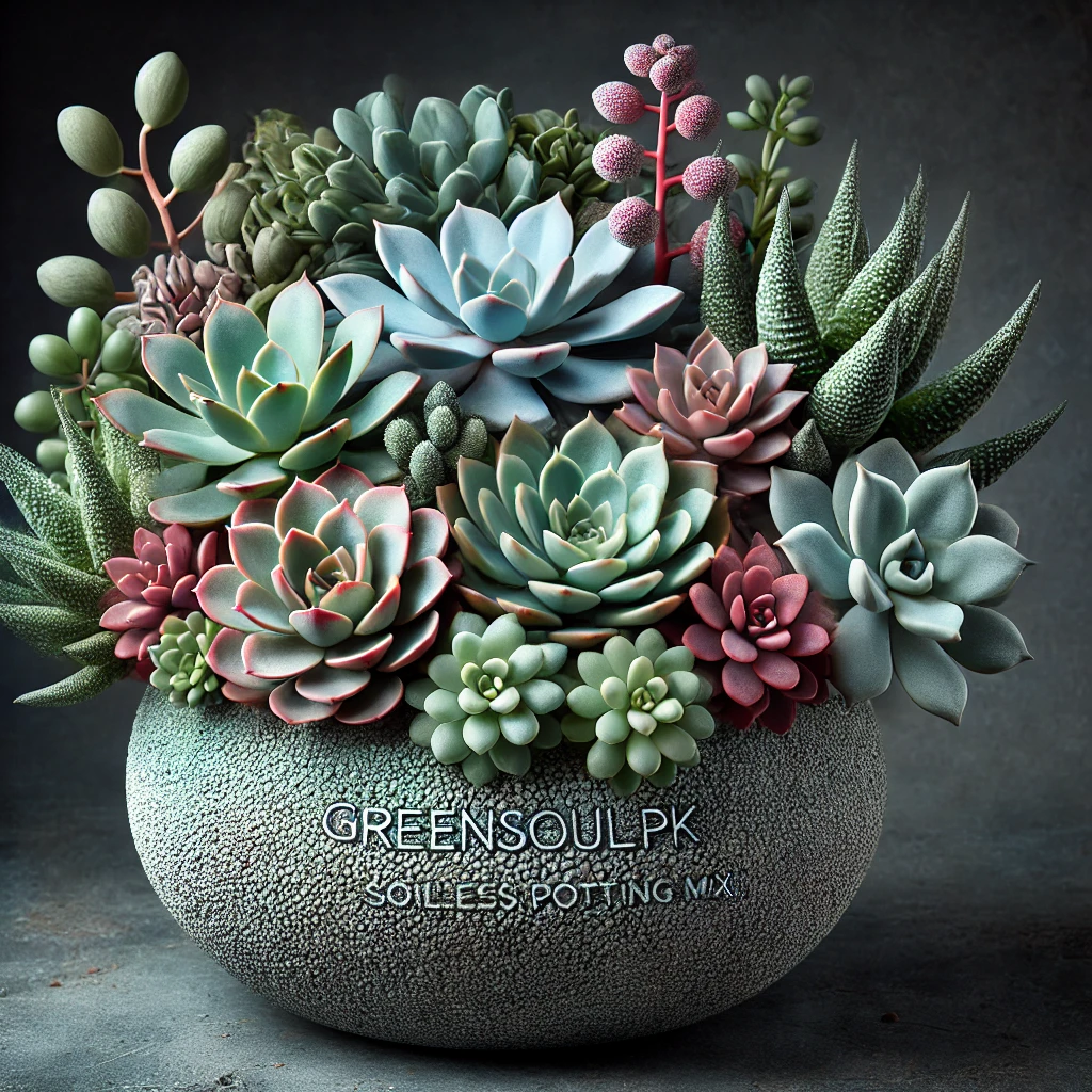 Succulent Arrangement in GreenSoulPK Soilless Potting Mix
