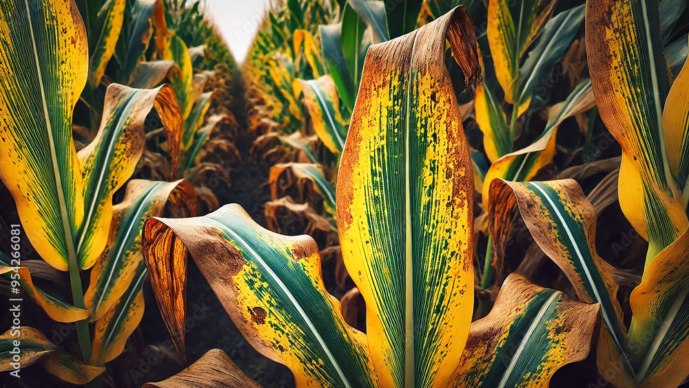Plant with yellowing leaves showing nitrogen deficiency.