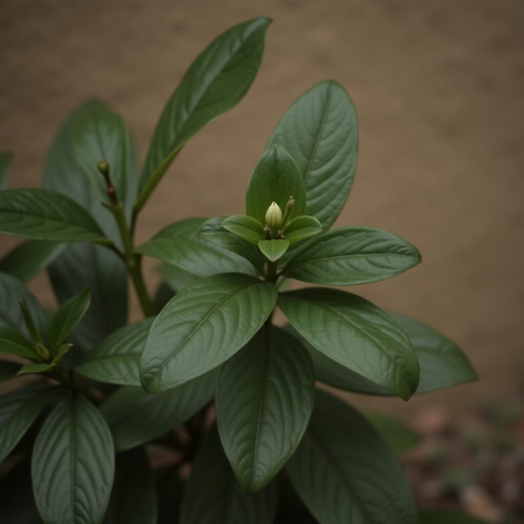 Plant showing poor flowering due to nutrient deficiencies.