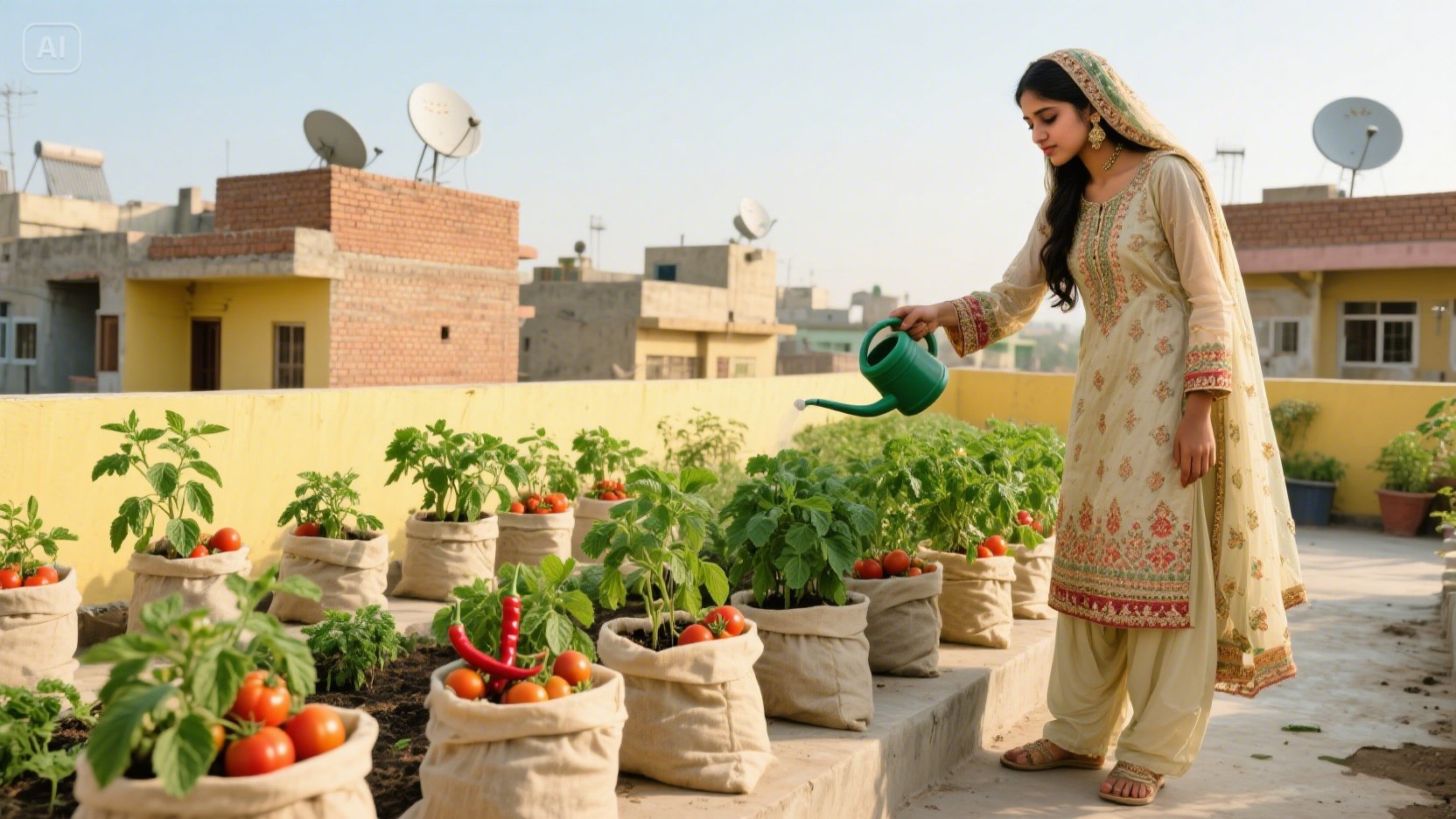 A rooftop garden in Pakistan