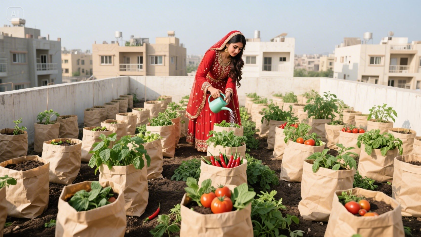 A rooftop garden in Pakistan